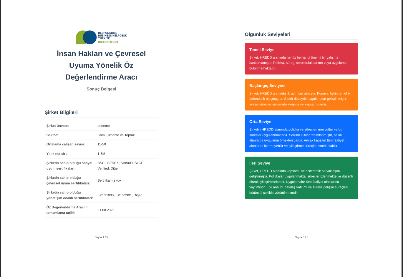 Assessment Toolkit Raporlama